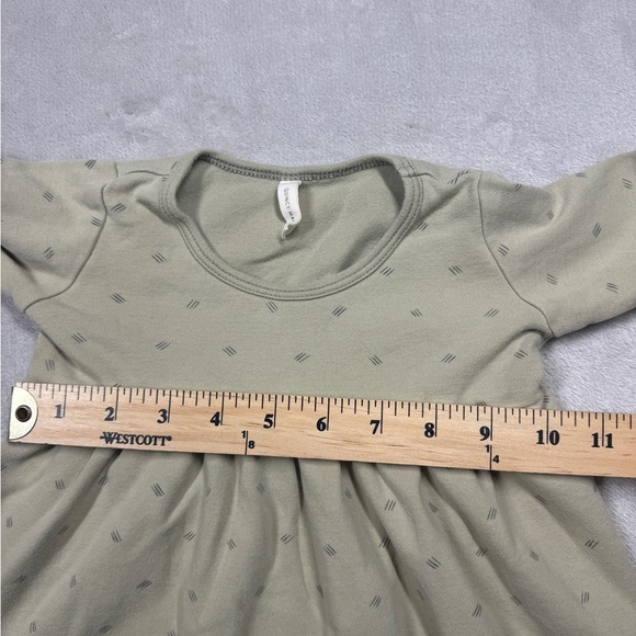 Quincy Mae 100% Organic Cotton Green Black A Line Lettuce Cuffs Dress 18-24 M - Picture 8 of 14